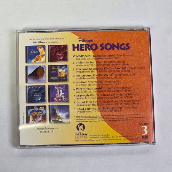 Disney’s Hero Songs Volume 3 CD Pre-owned - Picture 3 of 3